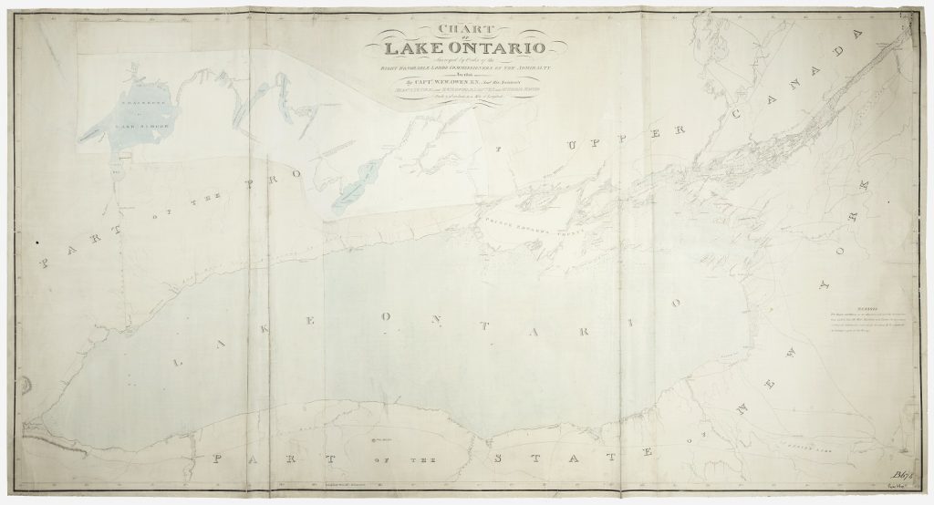 A map from the early 1800s showing Lake Ontario and New York State to the south and Upper Canada to the north.