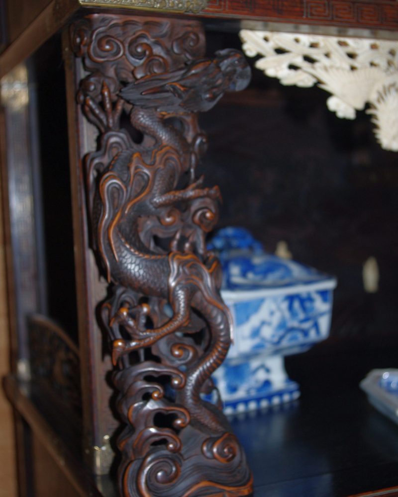 Detail, Carved Dragon, Japanese Cabinet. Photo by S. Butlin.